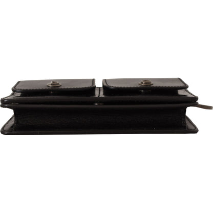 Dolce & Gabbana Black Leather Wristlet Mini Bag Card Bill Wallet