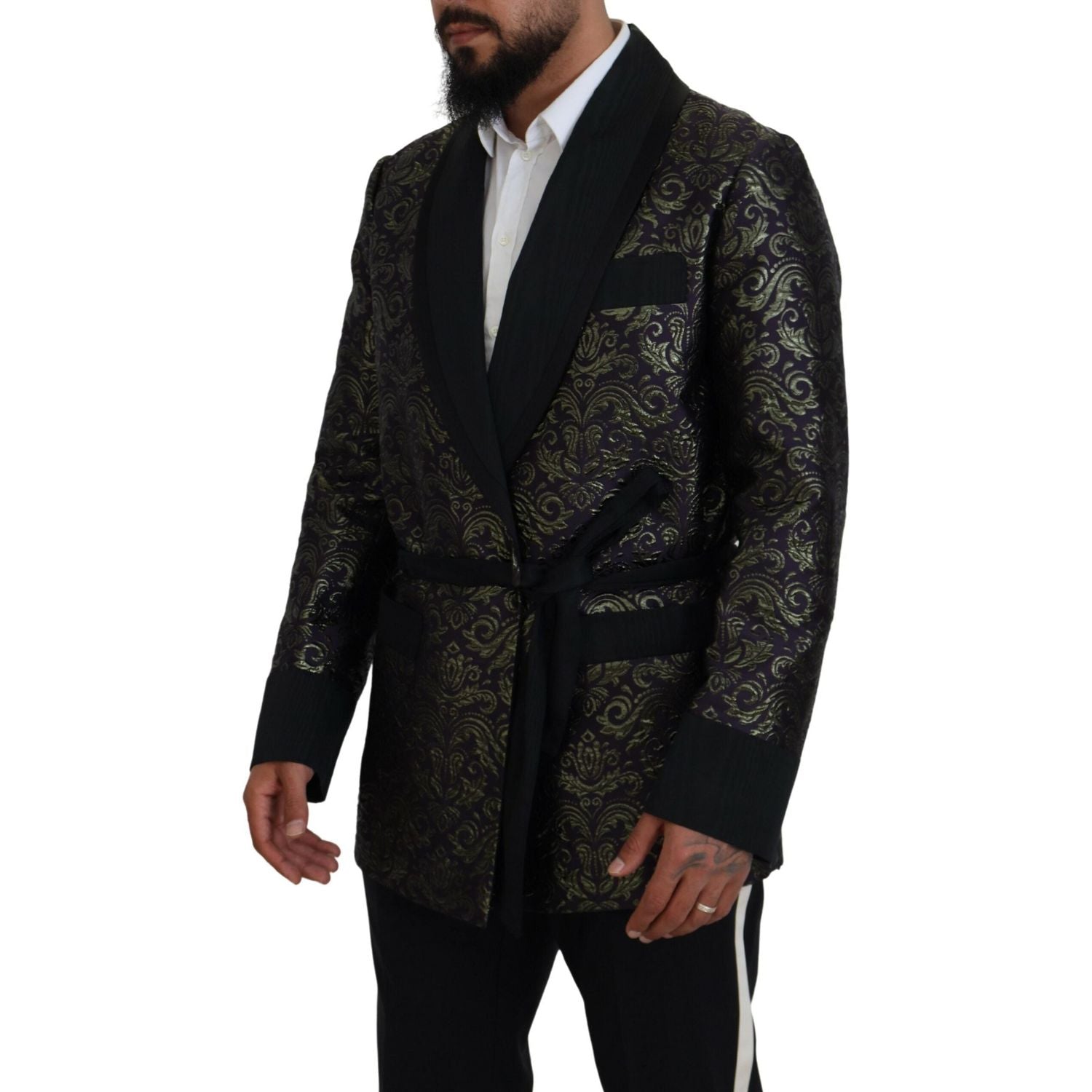 Dolce & Gabbana Gold Purple Baroque Jacket Blazer Robe