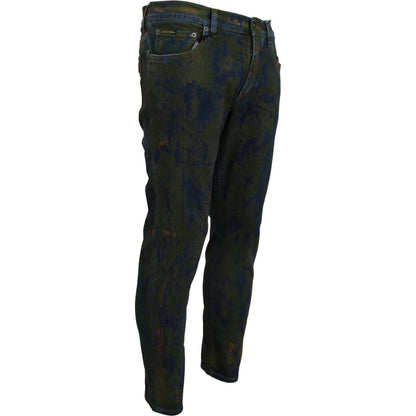Dolce & Gabbana Blue Green Skinny Cotton Denim Jeans
