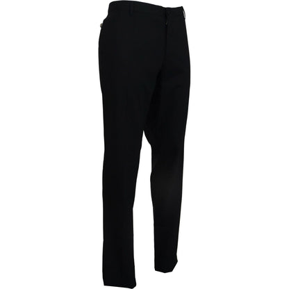 Dolce & Gabbana Black Wool Stretch Dress Formal Slim Fit Pant