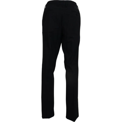 Dolce & Gabbana Black Wool Stretch Dress Formal Slim Fit Pant