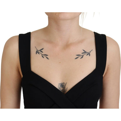Dolce & Gabbana Black Viscose Bodycon Sheath Midi Dress