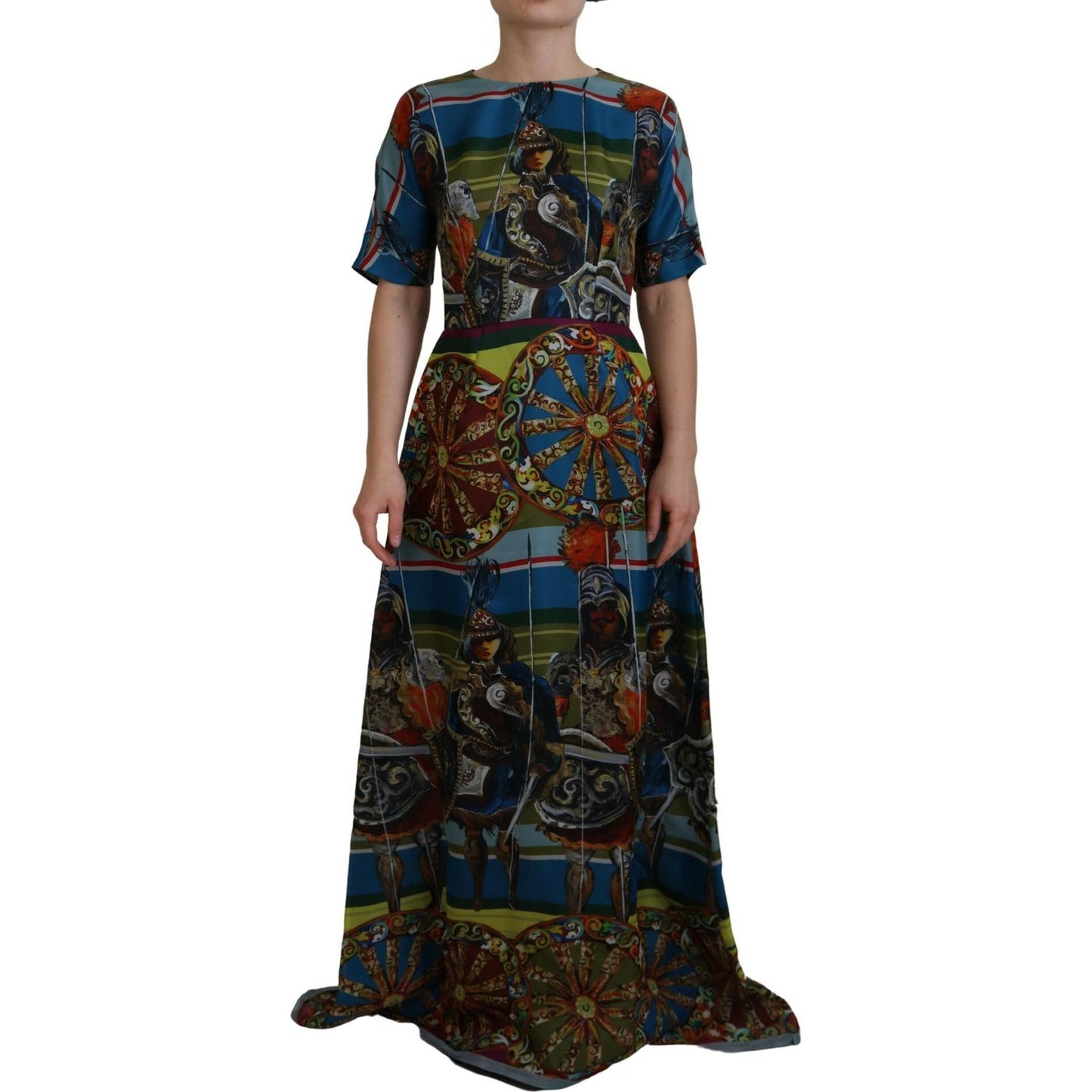 Dolce & Gabbana Multicolor Sicily Silk A-line Long Gown Dress