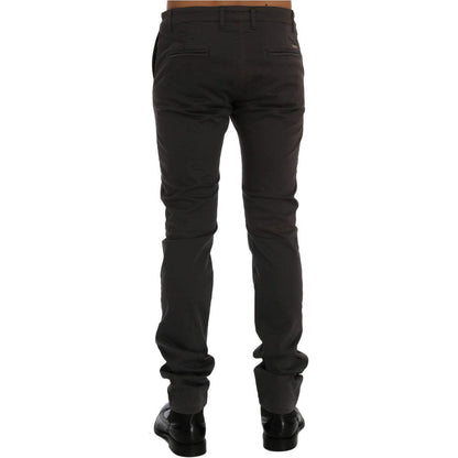 GF Ferre Gray Cotton Stretch Chinos Pants