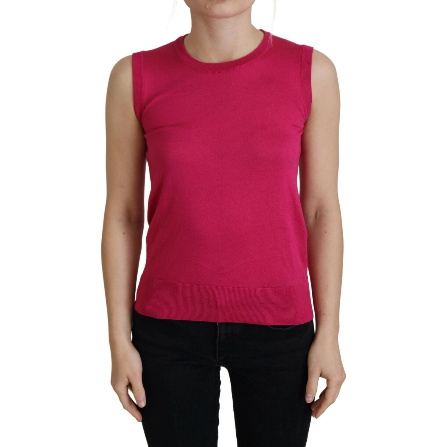 Dolce & Gabbana Pink Silk Vest Pullover Crewneck Tank Top