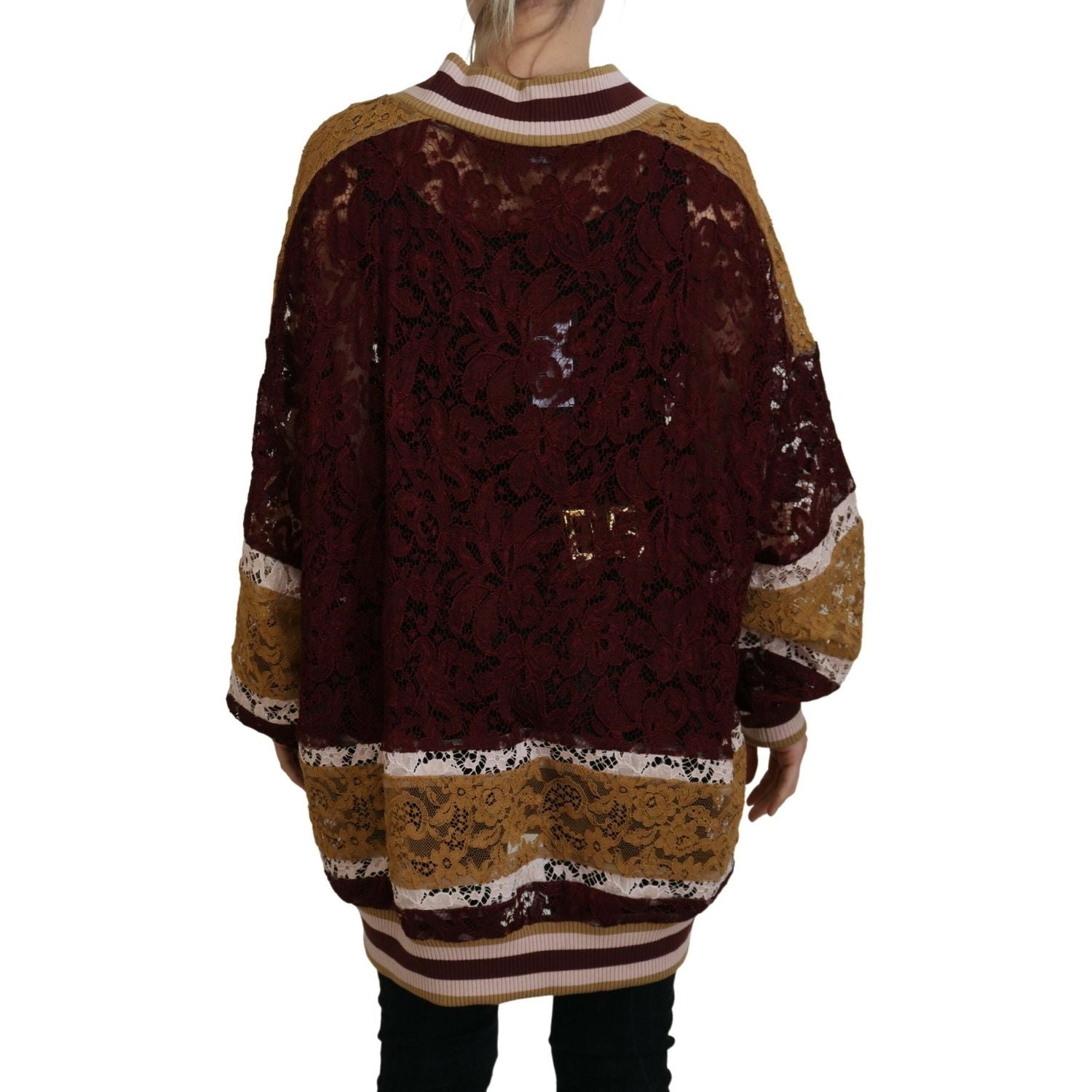 Dolce & Gabbana Multicolor Lace V-neck Pullover Sweater