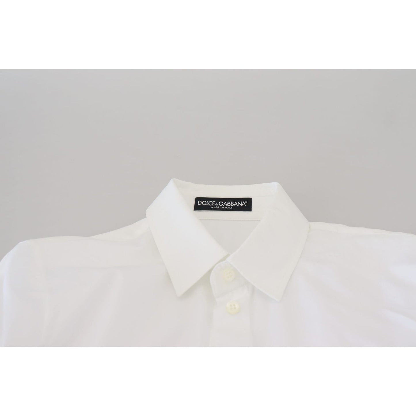 Dolce & Gabbana White Cotton Collared Long Sleeves Formal Top