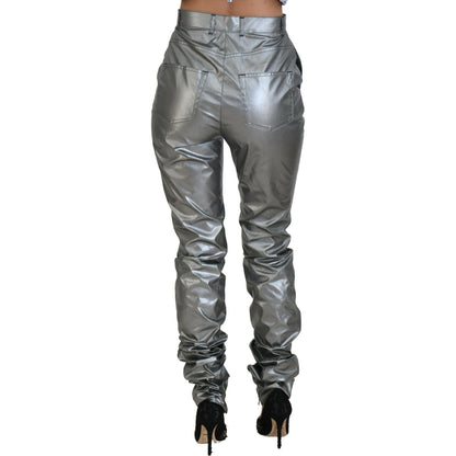 Dolce & Gabbana Metallic Silver High Waist Skinny Pants