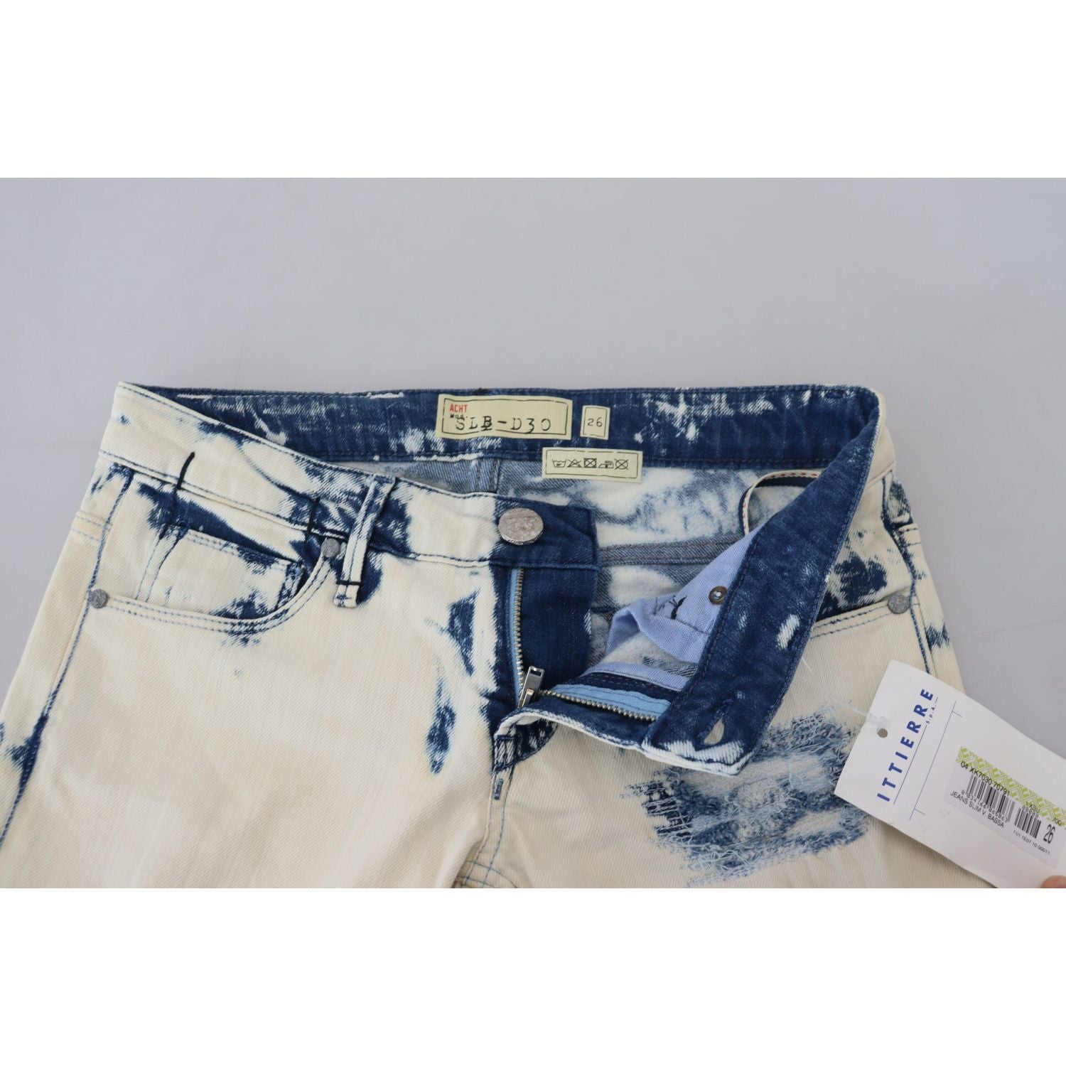 Acht White Blue Cotton Skinny Women Tattered Denim Jeans