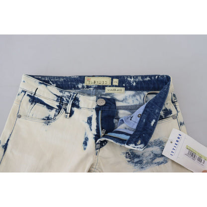 Acht White Blue Cotton Skinny Women Tattered Denim Jeans
