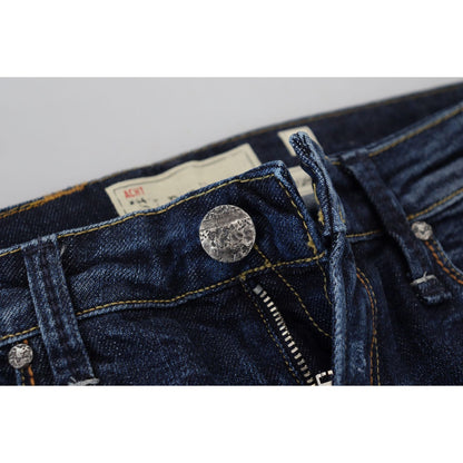 Acht Blue Washed Cotton Low Waist Women Casual Jeans