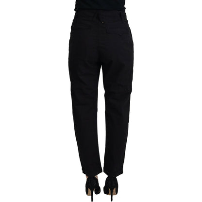 CYCLE Black Cotton Baggy High Waist Women Pants