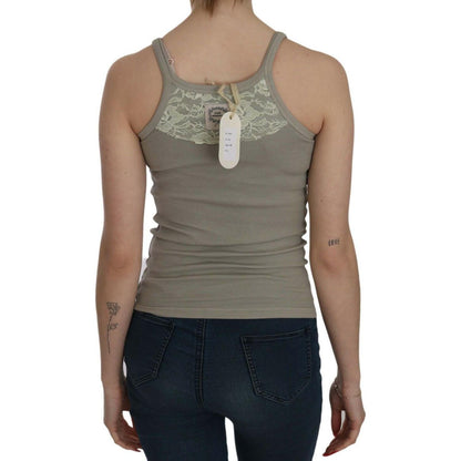 PINK MEMORIES Beige Sleeveless Spaghetti Strap Tank Blouse