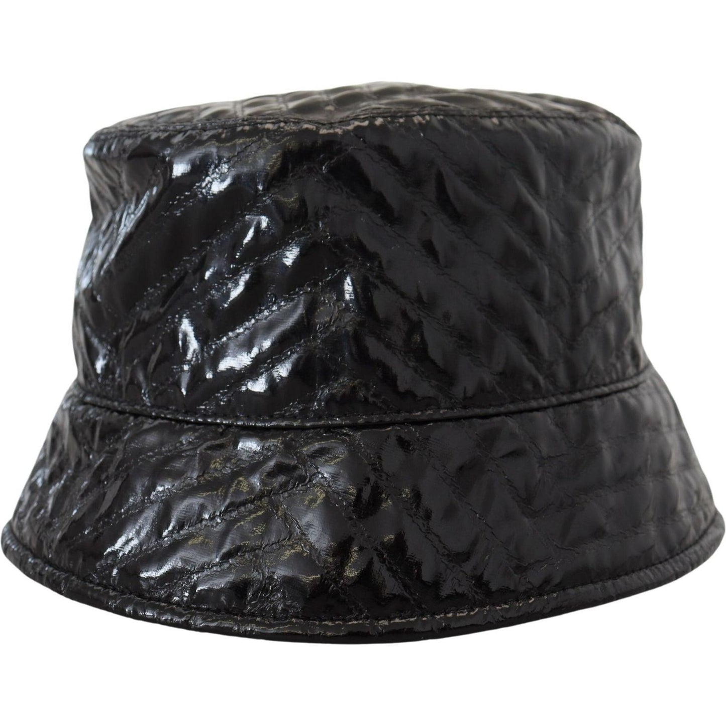 Dolce & Gabbana Black Quilted Faux Leather Women Bucket Cap Hat