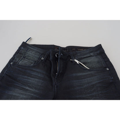 Acht Blue Washed Low Waist Slim Fit Cotton Denim Jeans