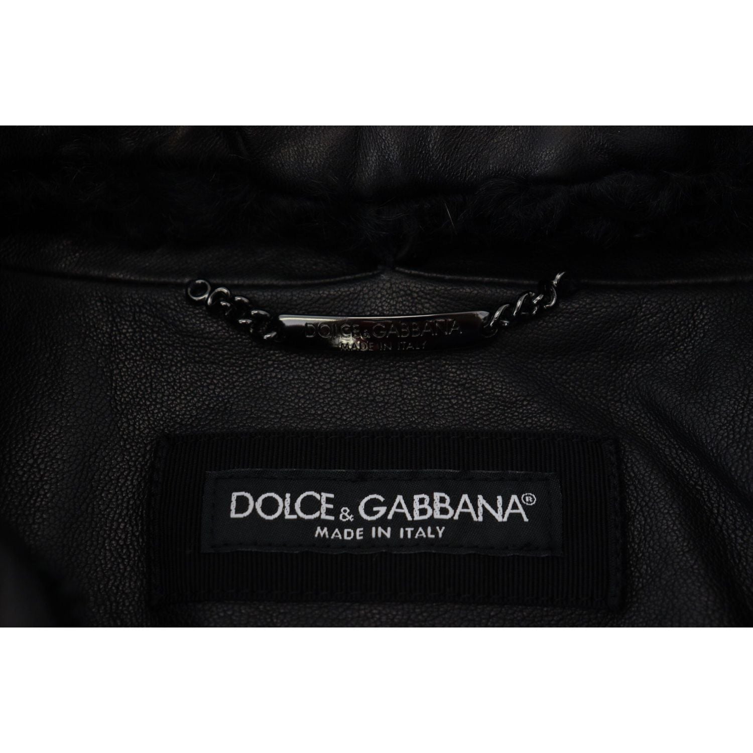 Dolce & Gabbana Black Lamb Leather Collared Men Coat Jacket