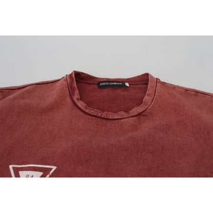 Dolce & Gabbana Maroon Print Round Neck Short Sleeves T-shirt