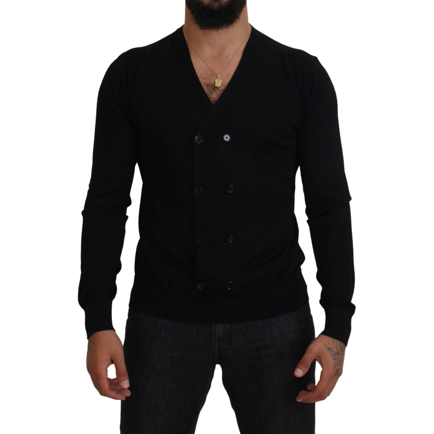 Dolce & Gabbana Black Cashmere Button Down Cardigan Sweater