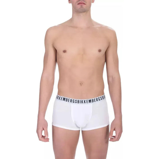 Bikkembergs White Cotton Men's Trunk Underwear Twin Pack
