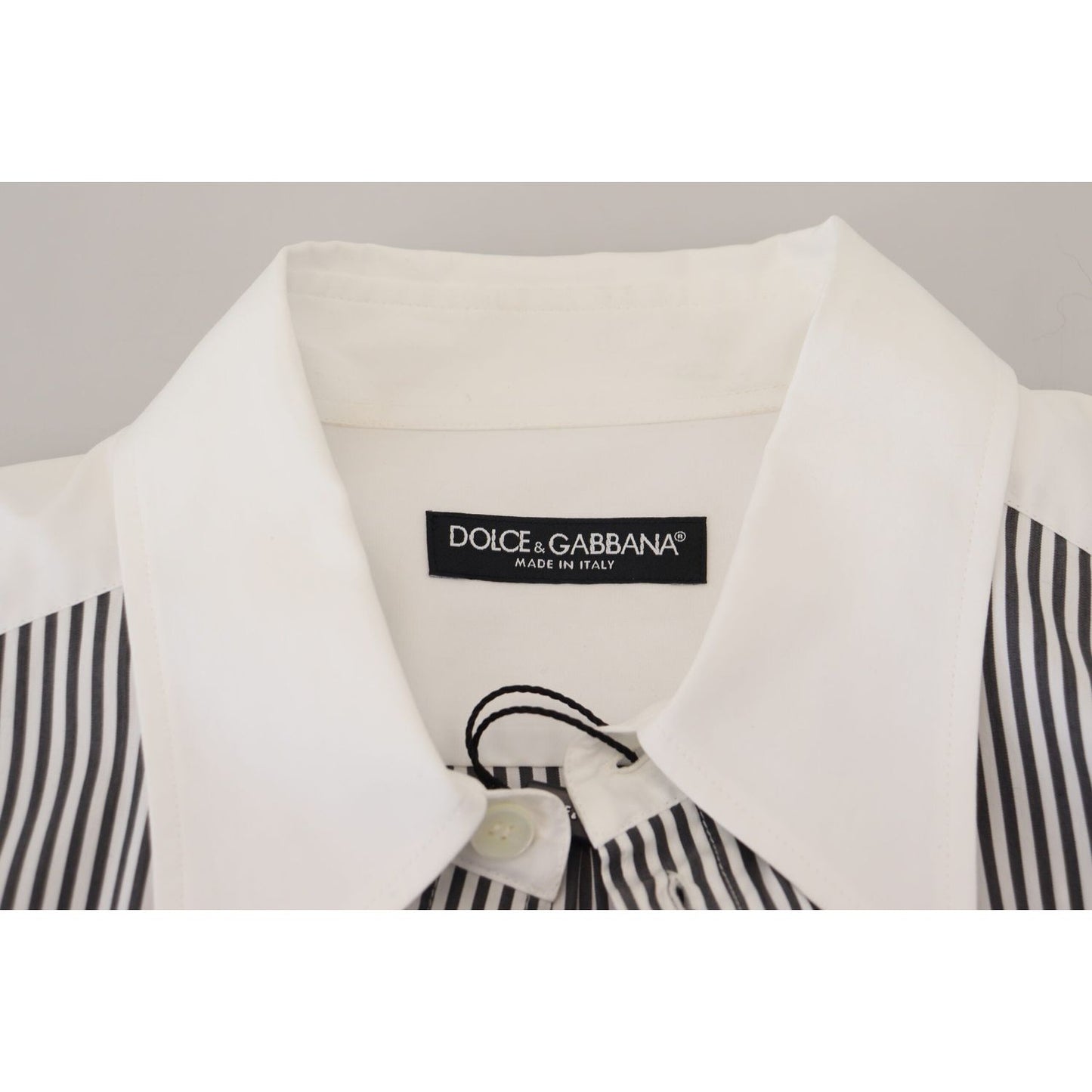 Dolce & Gabbana Black White Striped Printed Casual Cotton Shirt