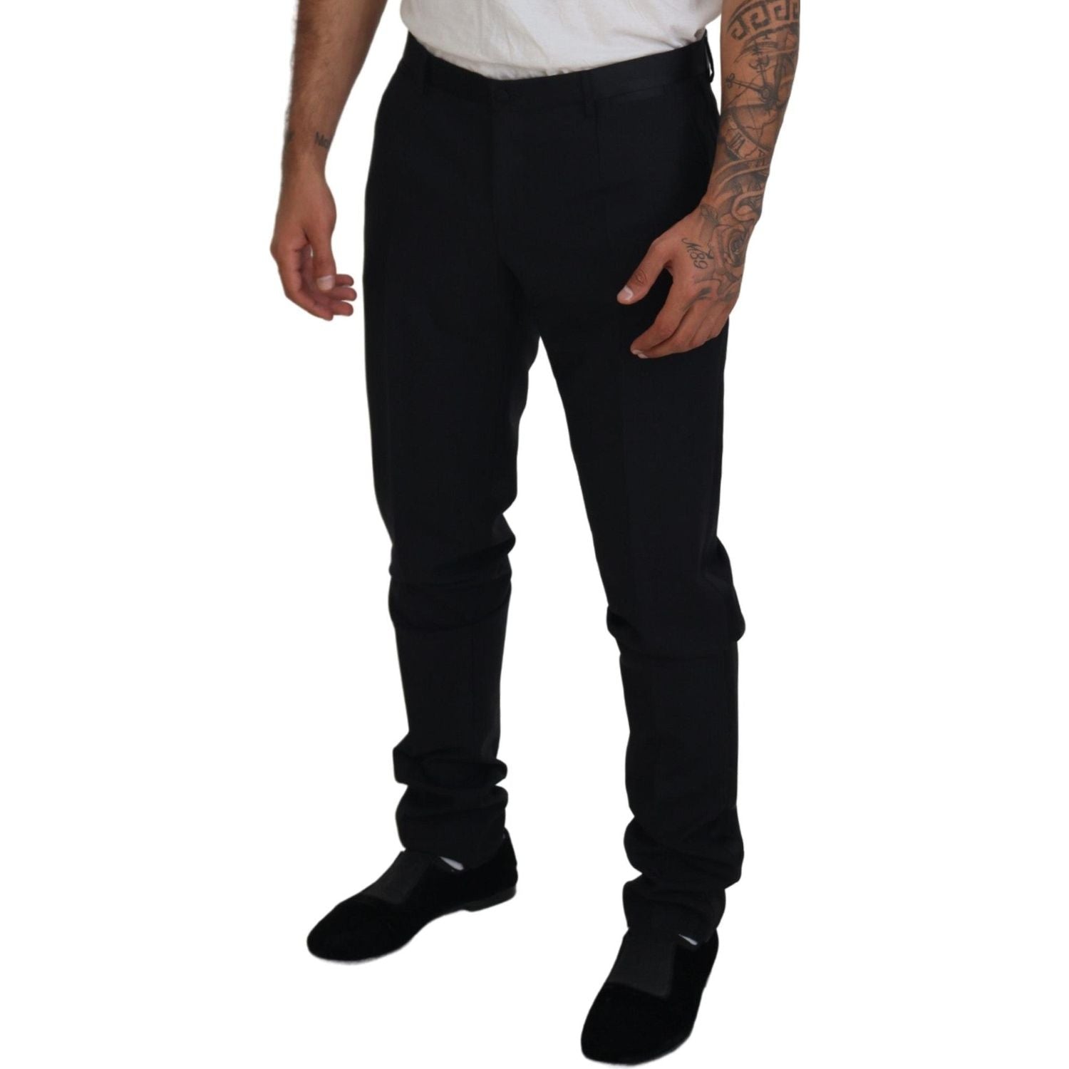 Dolce & Gabbana Black Wool Chino Dress Formal Pants