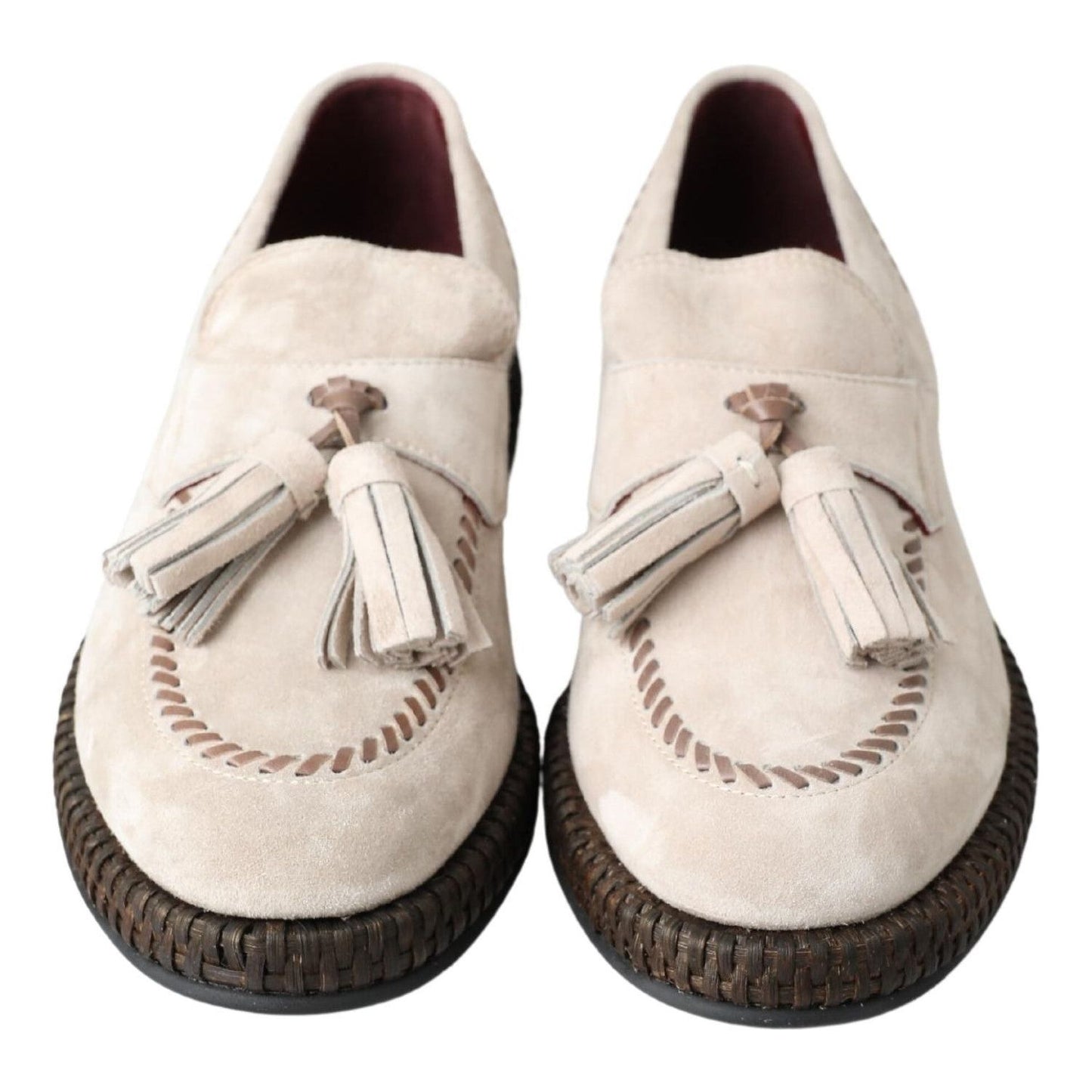 Dolce & Gabbana Ivory Suede Leather Men Espadrille Shoes
