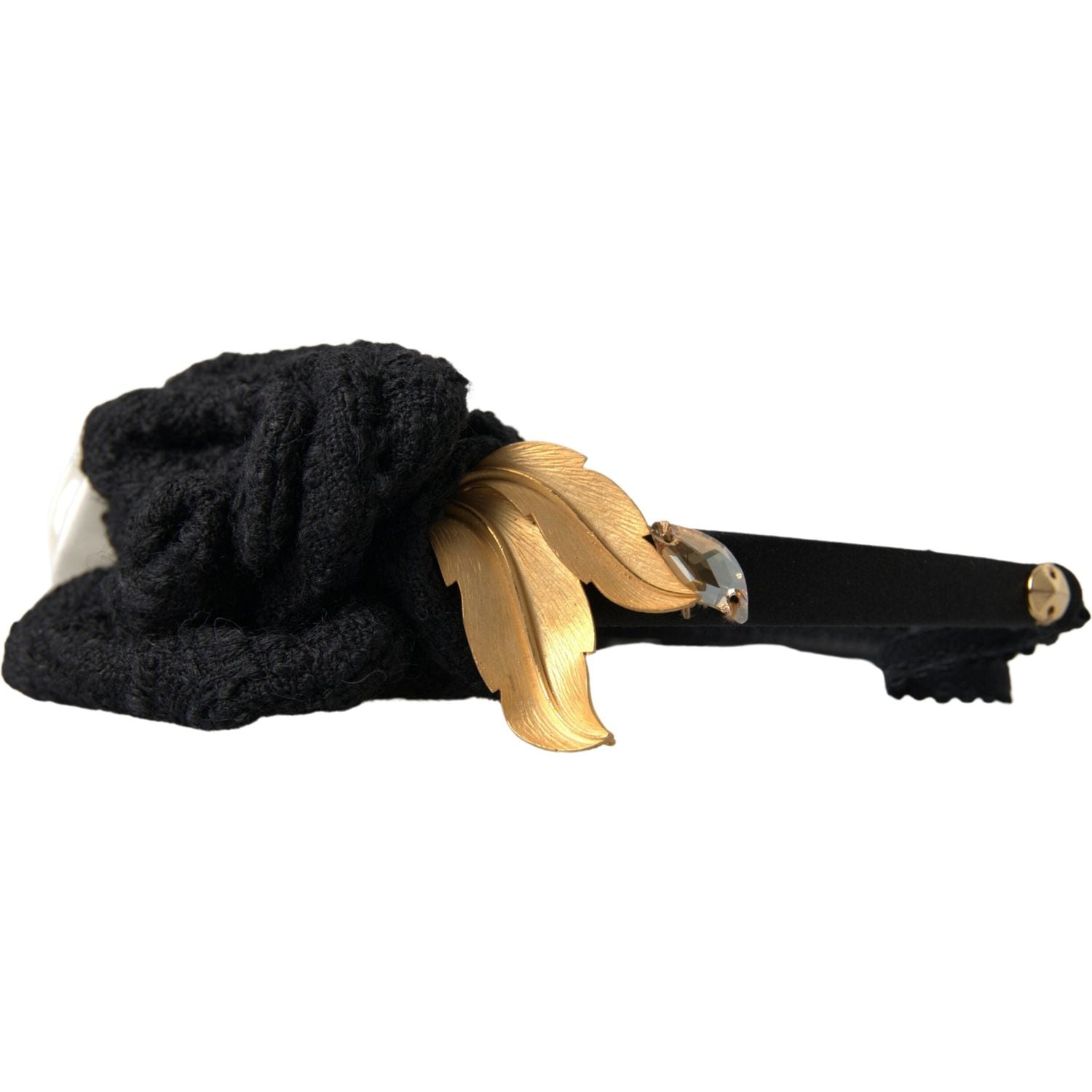 Dolce & Gabbana Diadem Headband Tiara White Rose Crystal Hair Gold