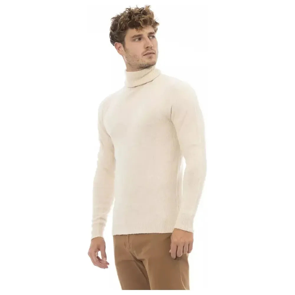 Alpha Studio Beige Alpaca Leather Sweater