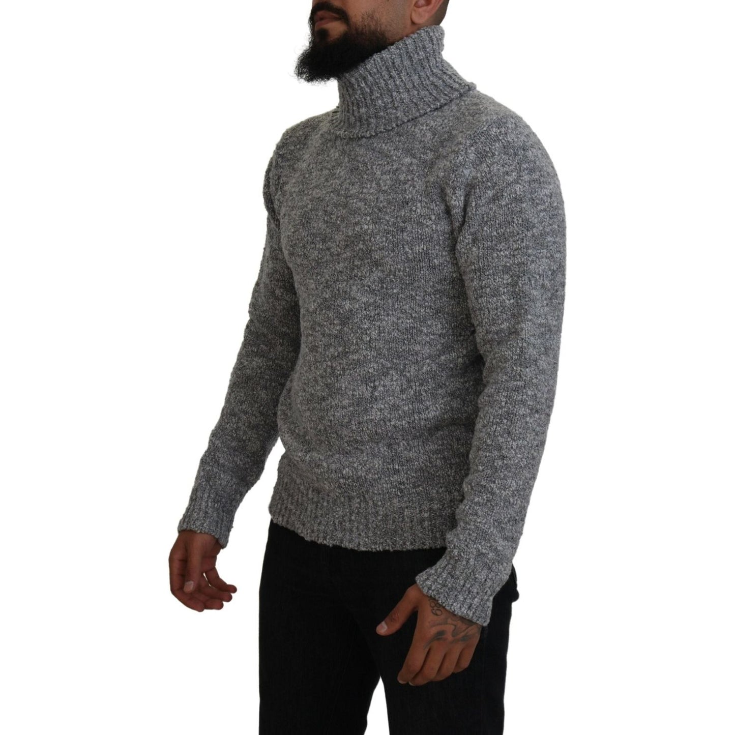 Dolce & Gabbana Gray Wool Knit Turtleneck Pullover Sweater