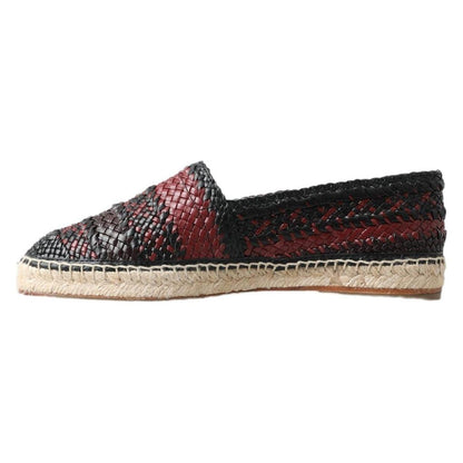 Dolce & Gabbana Black Bordeaux Buffalo Leather Espadrille Shoes