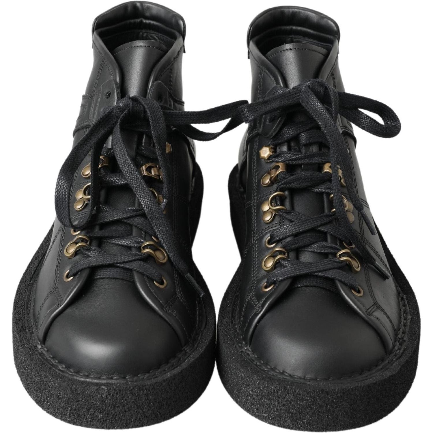 Dolce & Gabbana Black Leather Slip on Stretch Boots