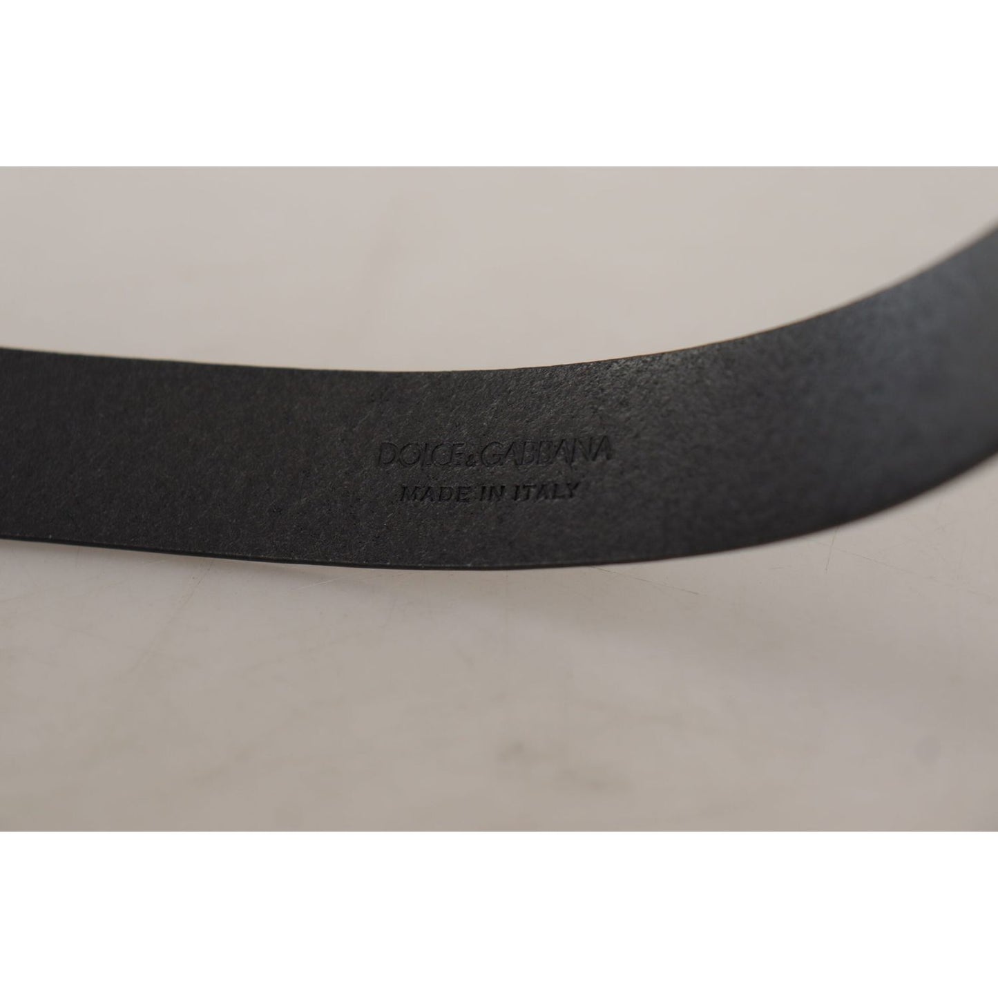 Dolce & Gabbana Black Calf Leather Classic Logo Metal Buckle Belt