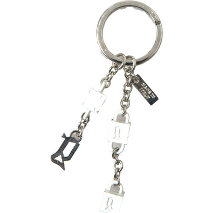 Dolce & Gabbana Silver Tone Metal DG Logo Engraved Keyring Keychain
