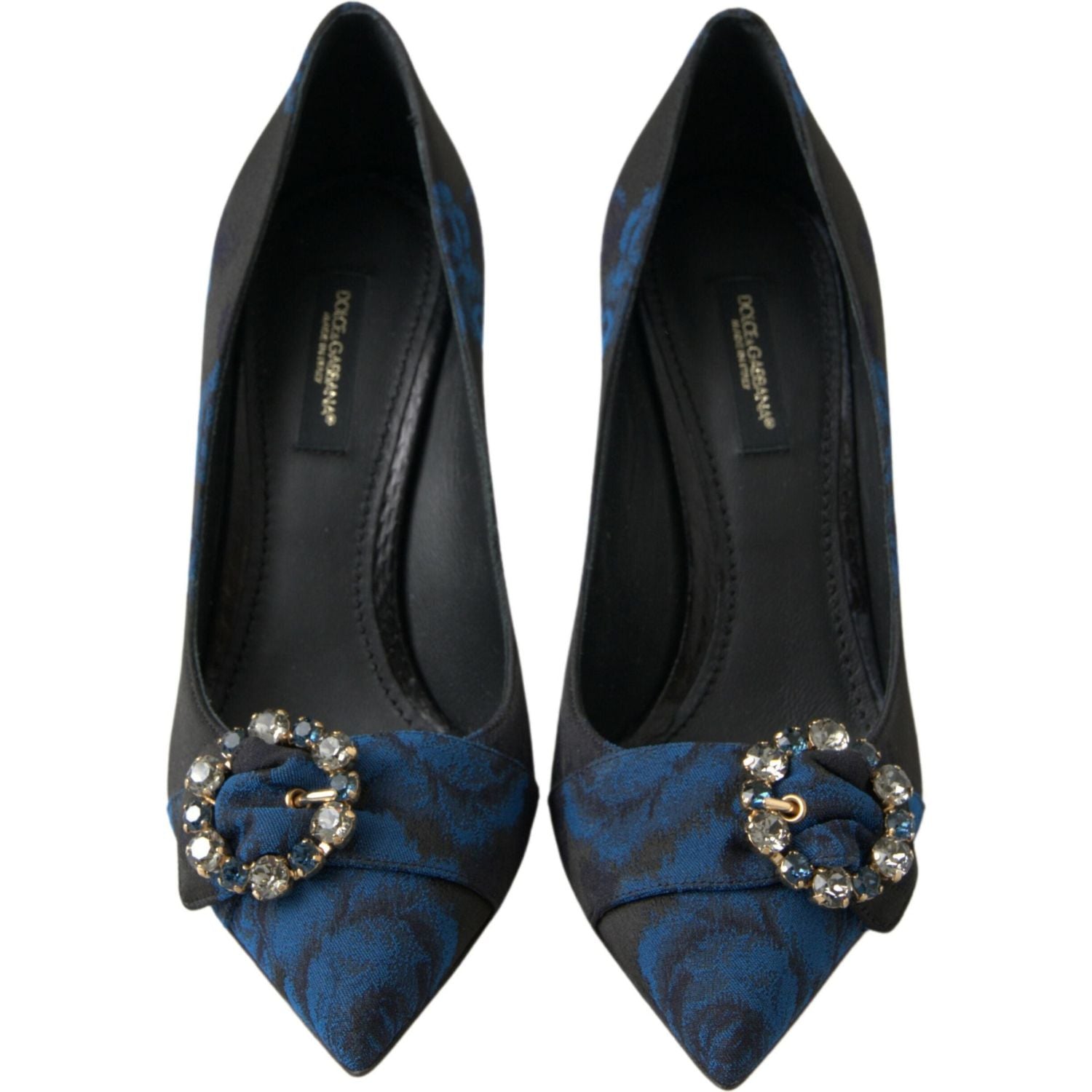 Dolce & Gabbana Blue Floral Ayers Crystal Pumps Shoes