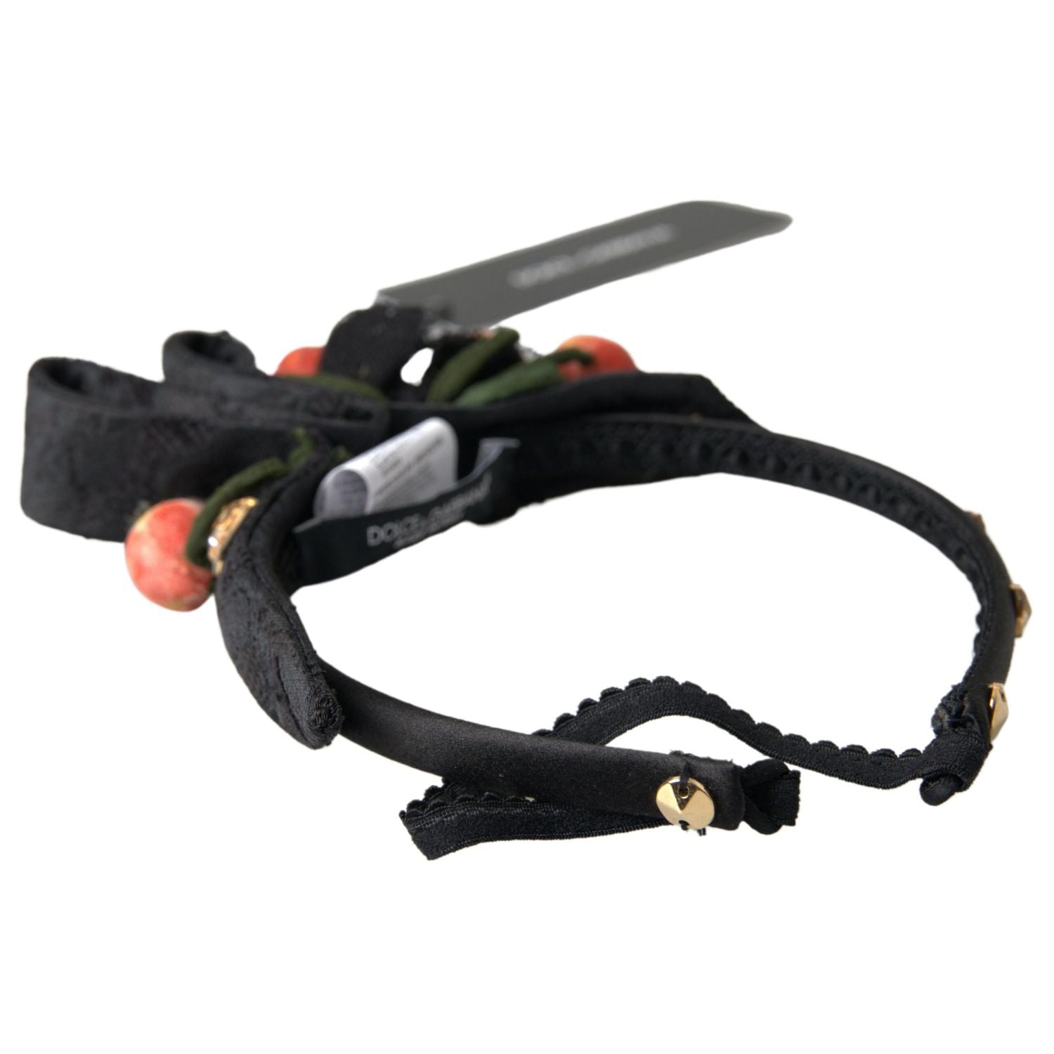 Dolce & Gabbana Black with multicolor Fig Fruit Crystal Tiara Diadem Headband