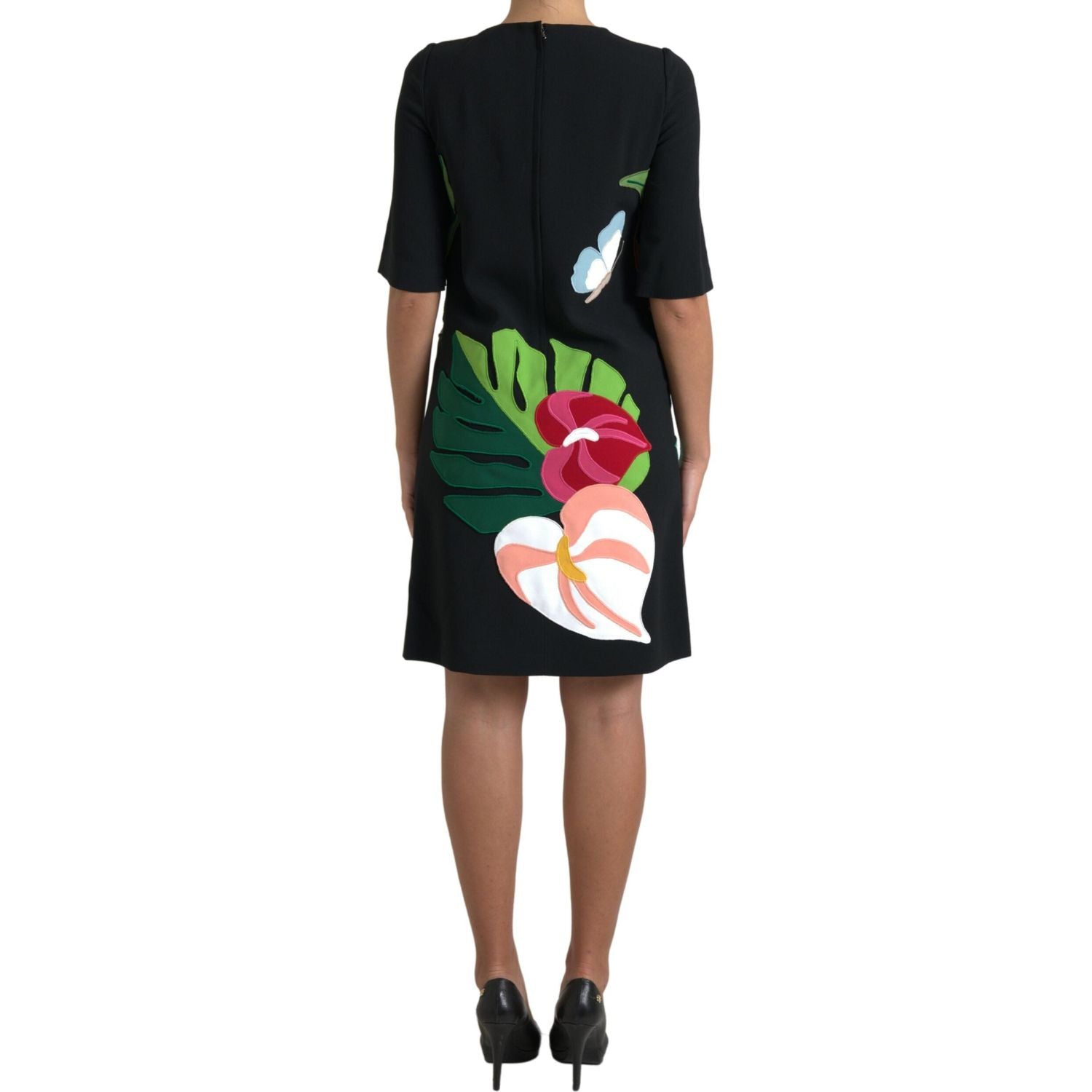 Dolce & Gabbana Black Tiger Jungle Print Sheath Stretch Dress