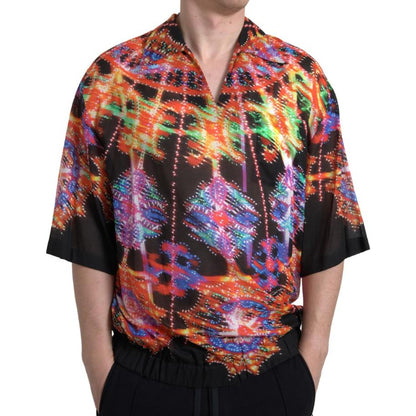 Dolce & Gabbana Multicolor Luminarie Print Men Cotton Shirt