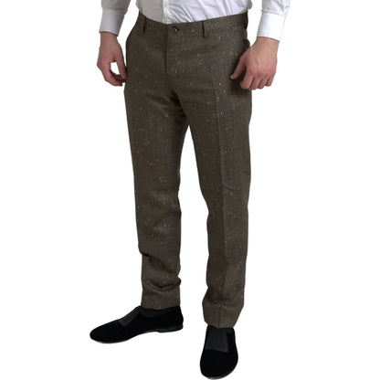 Dolce & Gabbana Brown Wool Dress Skinny Men Trouser Pants