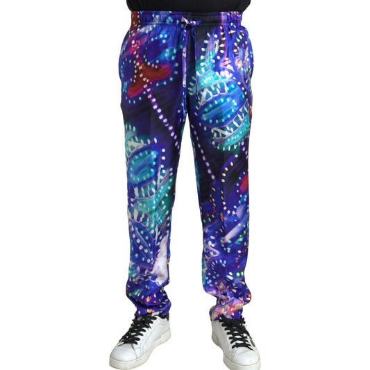 Dolce & Gabbana Multicolor Printed Silk Men Trouser Pants