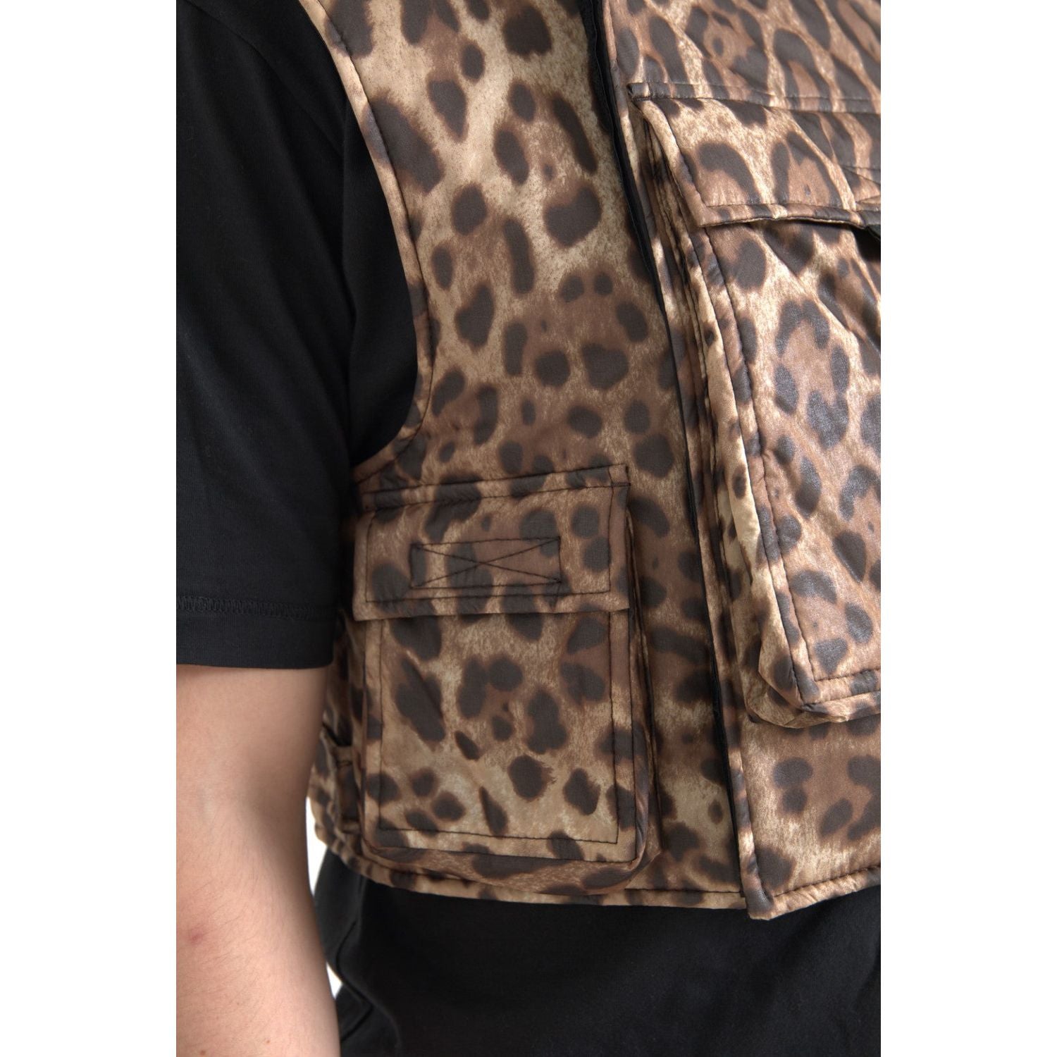 Dolce & Gabbana Brown Leopard Silk Sleeveless Sportswear