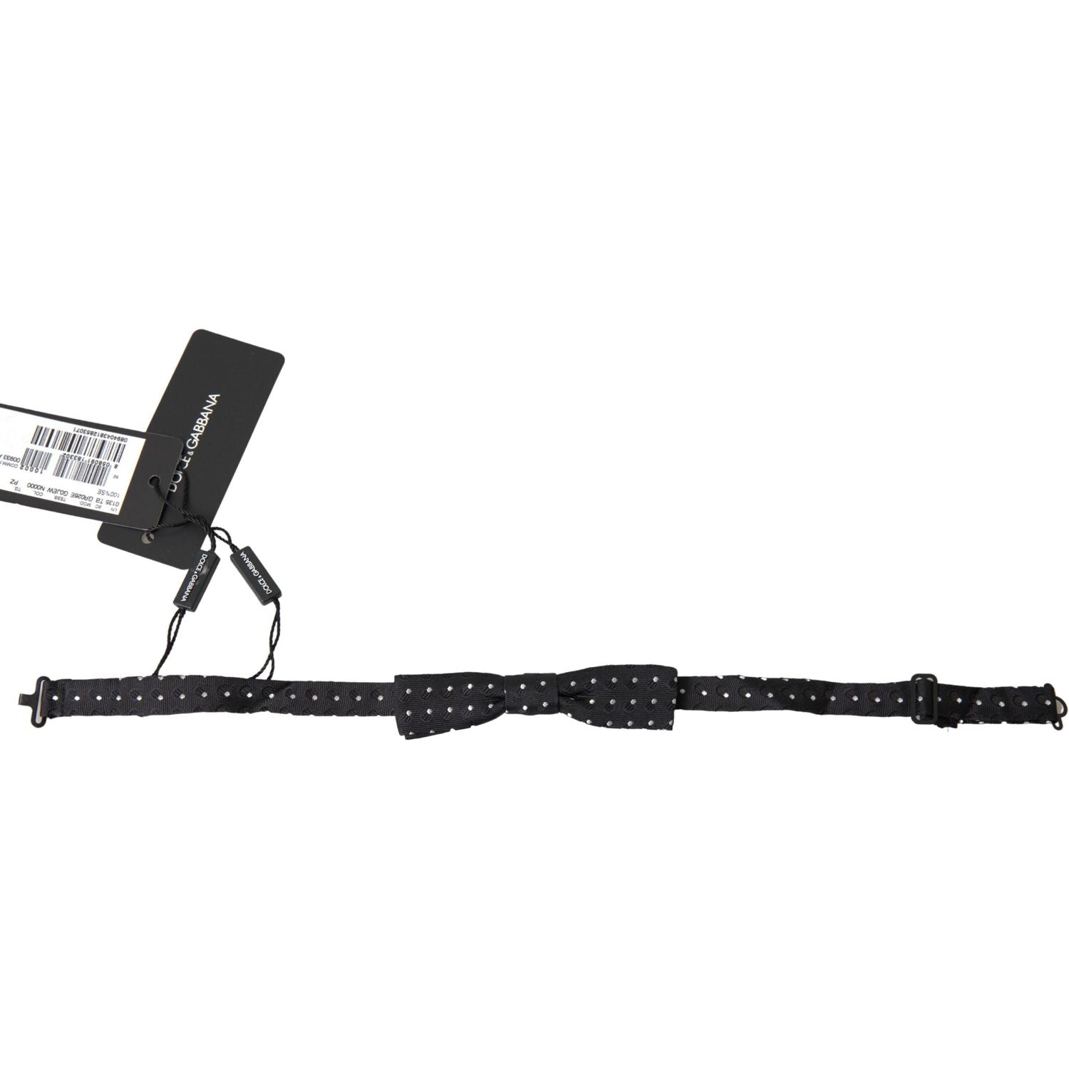 Dolce & Gabbana Black Polka Dot Silk Adjustable Men Neck Papillon Bow Tie