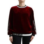 Dolce & Gabbana Bordeaux Velvet Crew Neck Pullover Sweater TSH84213-36