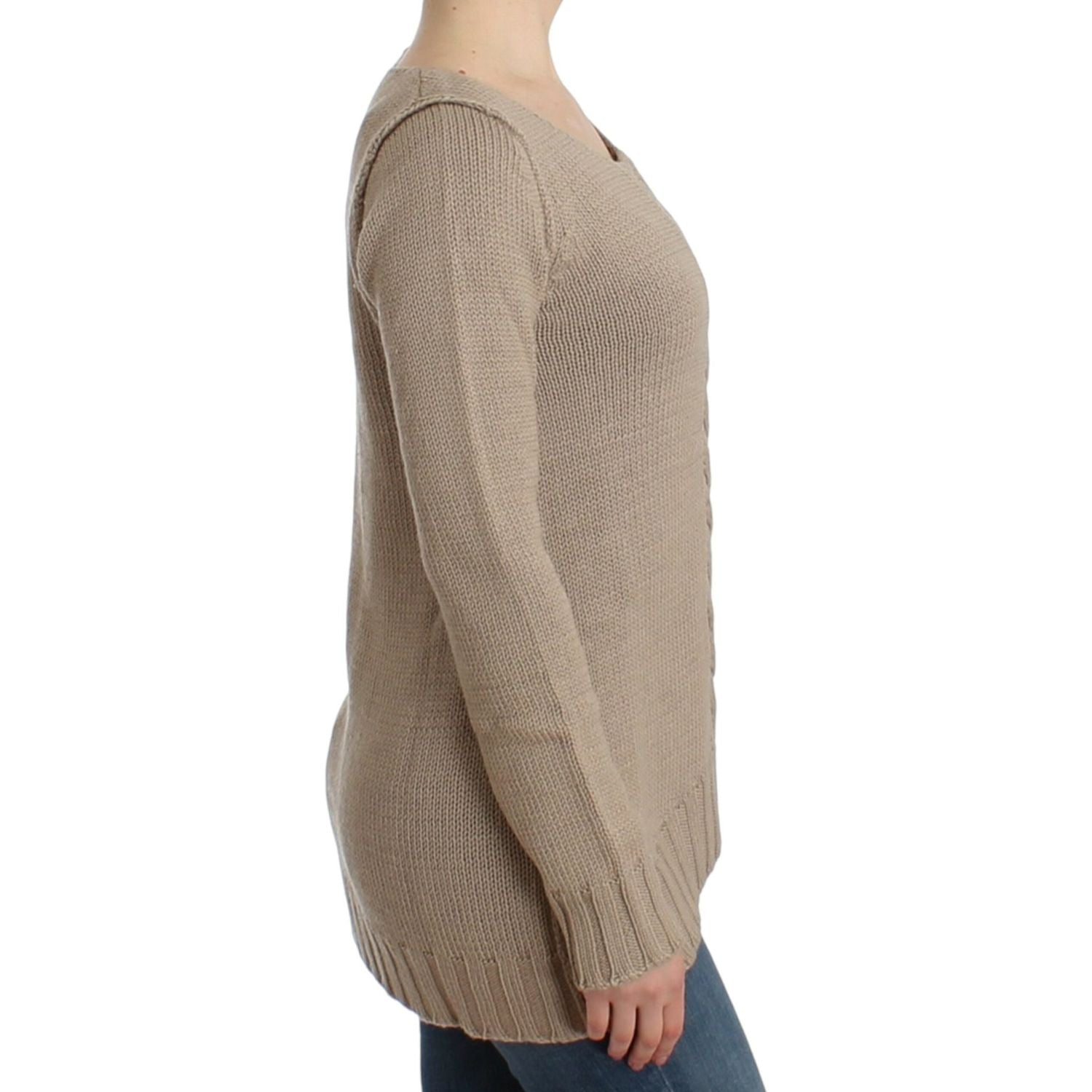 Cavalli Beige knitted wool sweater