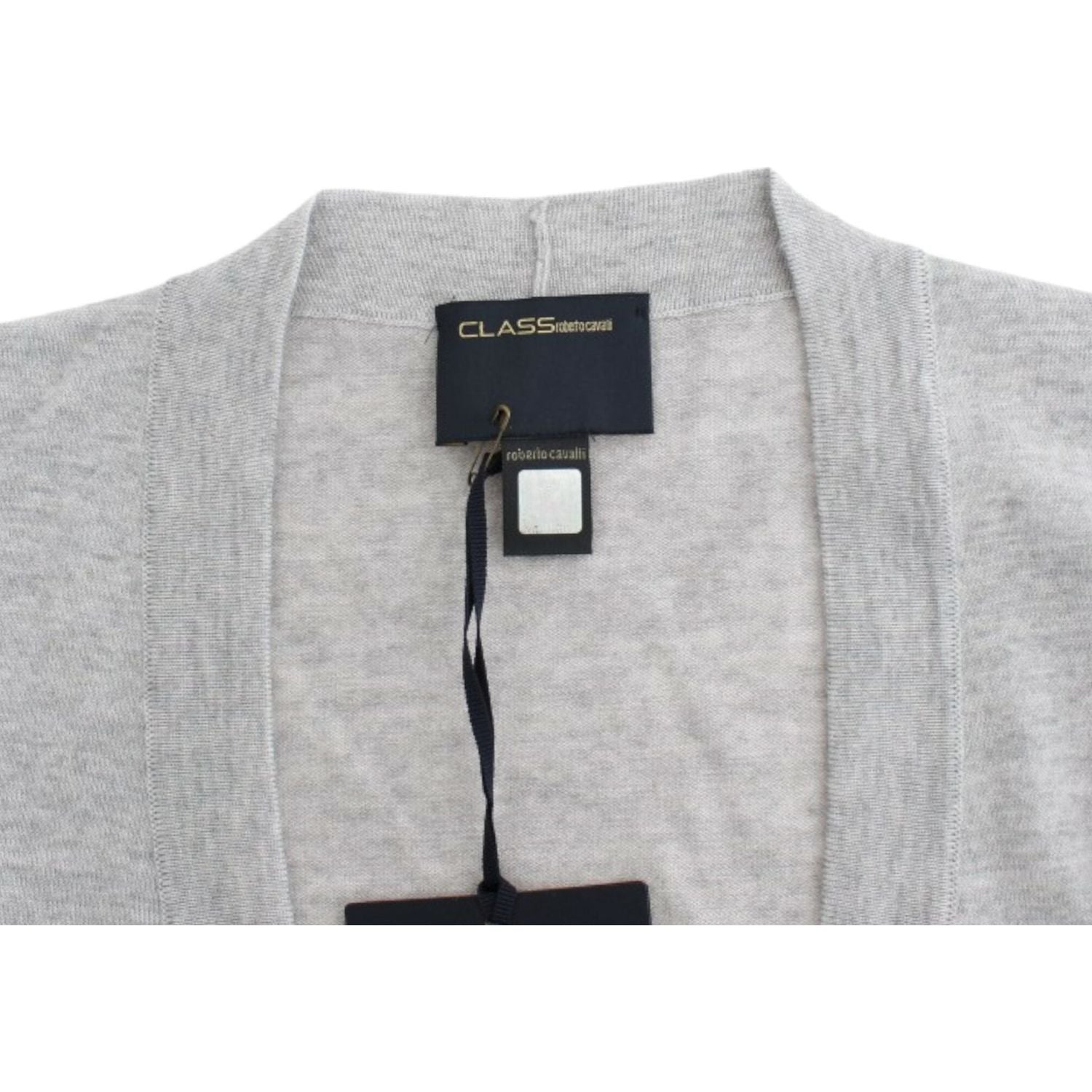 Cavalli Gray cropped wool cardigan
