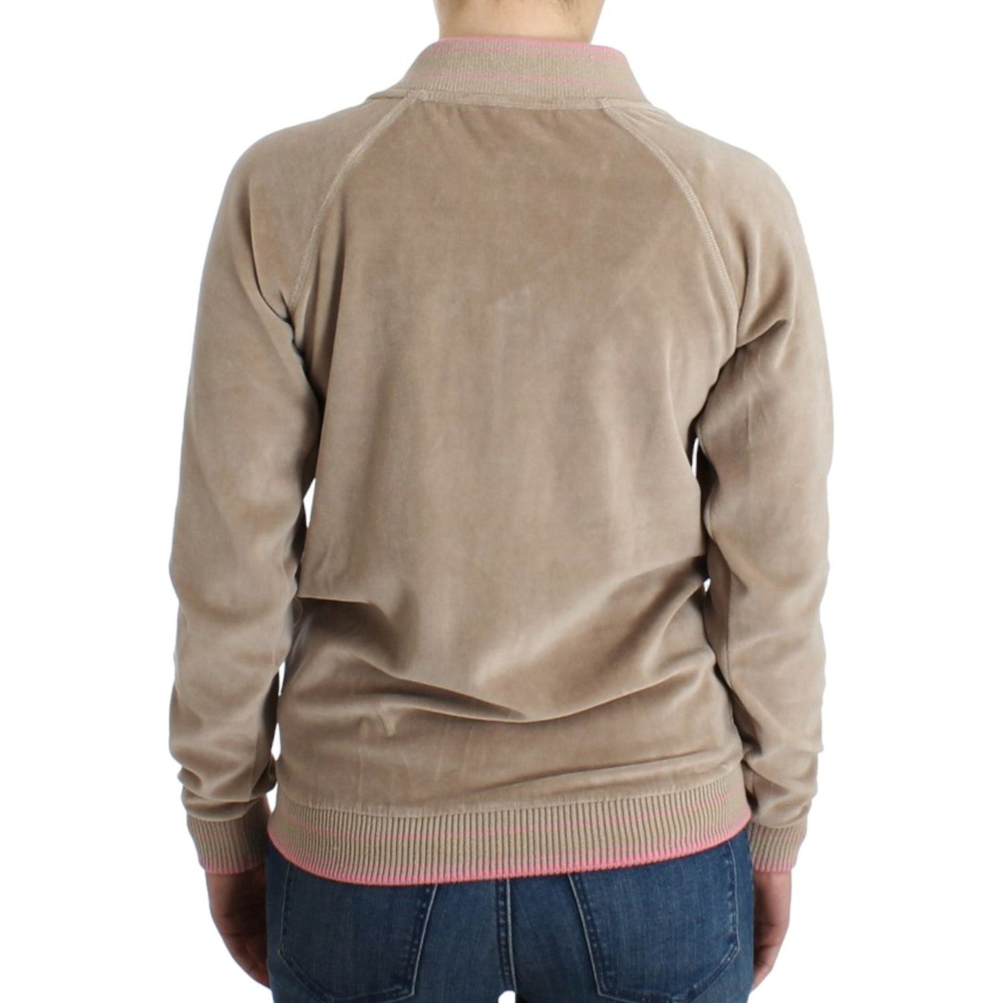 Cavalli Beige velvet zipup sweater SIG11836-1