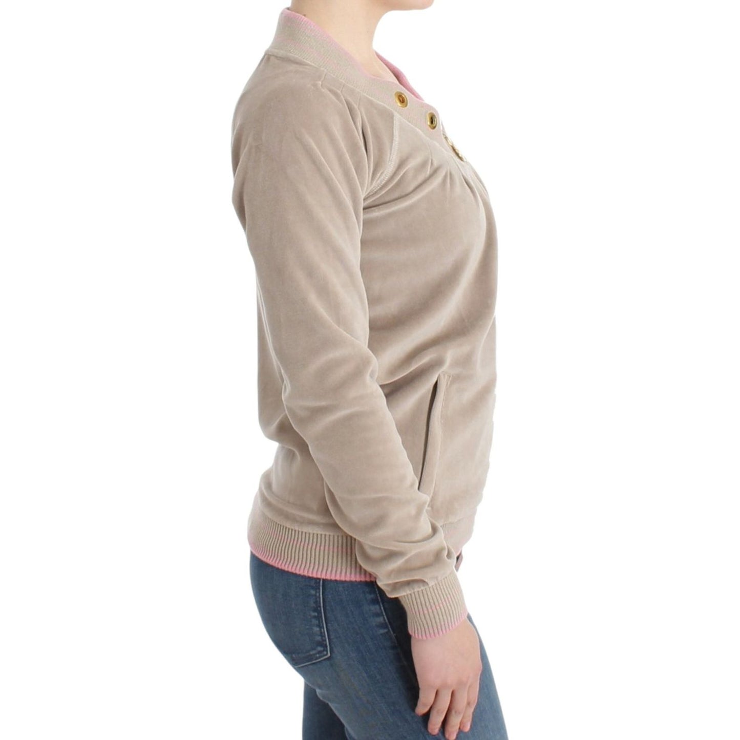 Cavalli Beige velvet zipup sweater SIG11836-1