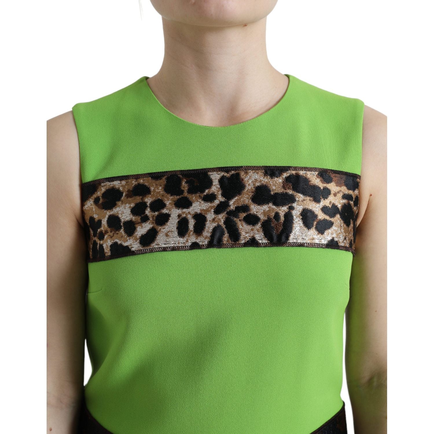 Dolce & Gabbana Apple Green Sleeveless Panelled Shift Dress