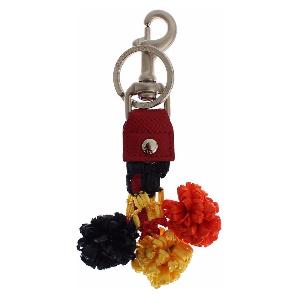 Dolce & Gabbana Multicolor Raffia Leather Clasp Finder Chain Keyring