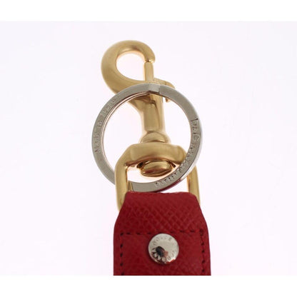 Dolce & Gabbana Gold Yellow Raffia Leather Clasp Finder Chain Keyring