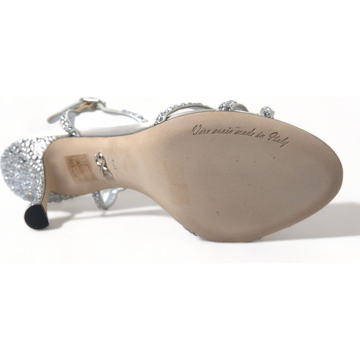 Dolce & Gabbana Silver Crystal Ankle Strap Sandals Shoes